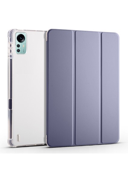 Xiaomi Pad 5 Pro 12.4 (2022) Stand Üç Katlı Pu Deri Şeffaf Arka Kalem Yuvası Tablet Kılıfı (Yurt Dışından)