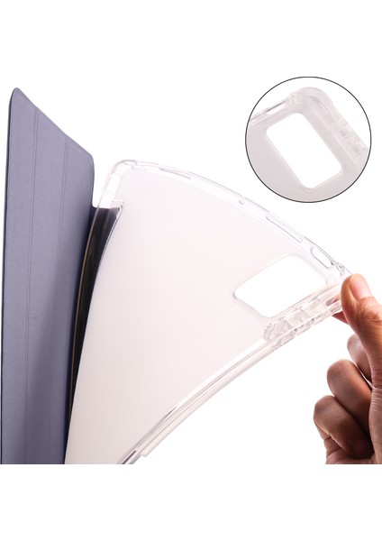 Xiaomi Pad 5 Pro 12.4 (2022) Stand Üç Katlı Pu Deri Şeffaf Arka Kalem Yuvası Tablet Kılıfı (Yurt Dışından) modelleri
