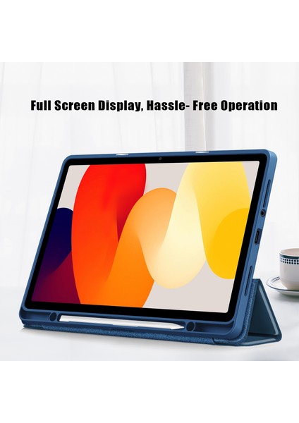 Xiaomi Redmi Pad Se Için Üç Katlı Stand Akıllı Deri Tpu Kalem Yuvası Akrilik Tablet Kılıfı (Yurt Dışından)