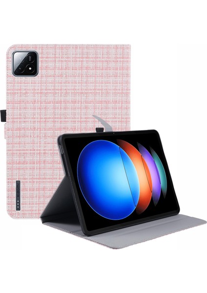 Xiaomi Pad 6 S Pro 12.4 Dokuma Desen Pu Deri Çevirme Standı Dokuma Tablet Kılıfı (Yurt Dışından)