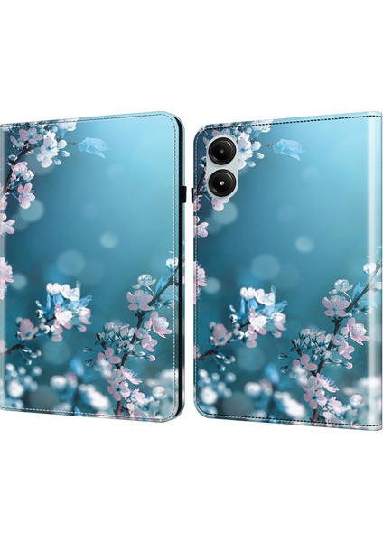 Xiaomi Redmi Için Pad Pro Desen Baskılı Deri Kart Yuvası Şeftali Çiçeği Tablet Kılıfı (Yurt Dışından)