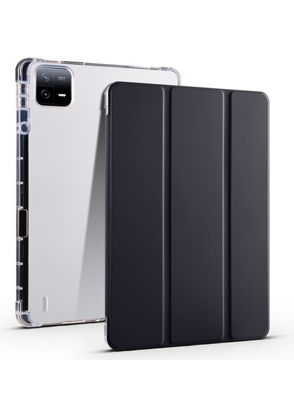 Xiaomi Pad 6 Pad 6 Pro Üç Katlı Stand Pu Deri Şeffaf Arka Kalem Yuvası Tablet Kılıfı (Yurt Dışından)