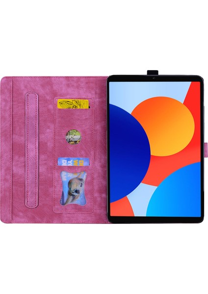 4u Sky Xiaomi Redmi Için Pad Se 4g 8.7 Inç Kart Yuvalı Deri Standı Folio Çiçek Kedi Tablet Kılıfı (Yurt Dışından)