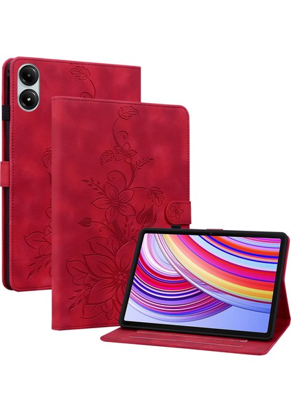 Xiaomi Redmi Pad Pro Için Zambak Çiçek Baskı Deri Tablet Kılıfı (Yurt Dışından)