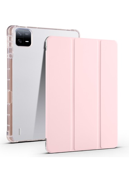 Xiaomi Pad 6 Pad 6 Pro Üç Katlı Stand Pu Deri Şeffaf Arka Kalem Yuvası Tablet Kılıfı (Yurt Dışından)