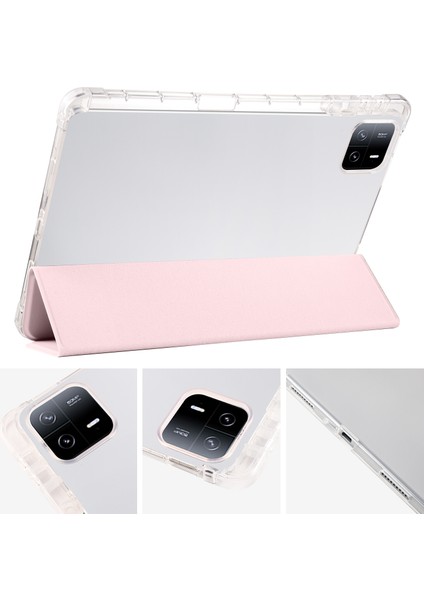 Xiaomi Pad 6 Pad 6 Pro Üç Katlı Stand Pu Deri Şeffaf Arka Kalem Yuvası Tablet Kılıfı (Yurt Dışından) modelleri