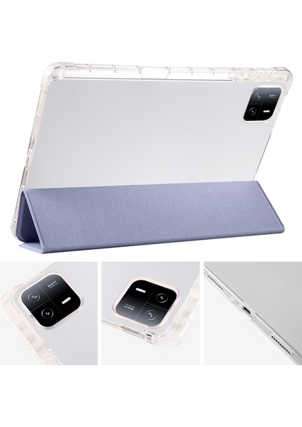 Xiaomi Pad 6 Pad 6 Pro Üç Katlı Stand Pu Deri Şeffaf Arka Kalem Yuvası Tablet Kılıfı (Yurt Dışından) modelleri