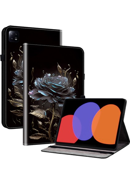 4u Sky Xiaomi Pad 6 Pad 6 Pro Desen Baskı Deri Standı Kart Yuvalı Tablet Kılıfı (Yurt Dışından)