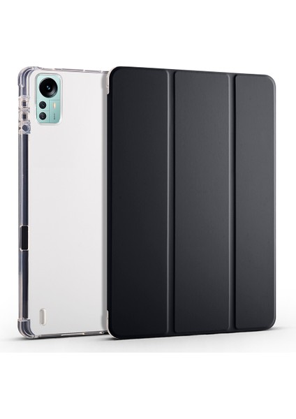 Xiaomi Pad 5 Pro 12.4 (2022) Stand Üç Katlı Pu Deri Şeffaf Arka Kalem Yuvası Tablet Kılıfı (Yurt Dışından)
