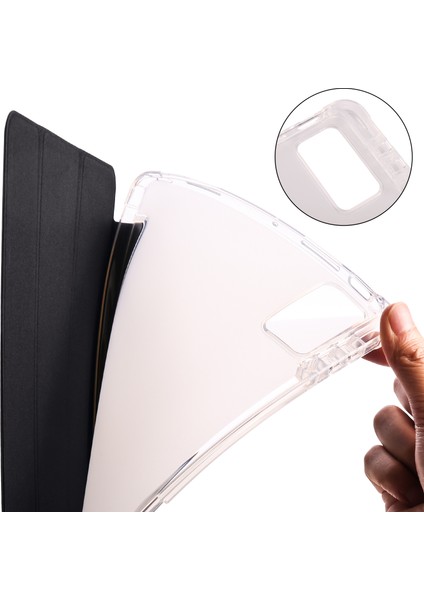 Xiaomi Pad 5 Pro 12.4 (2022) Stand Üç Katlı Pu Deri Şeffaf Arka Kalem Yuvası Tablet Kılıfı (Yurt Dışından)