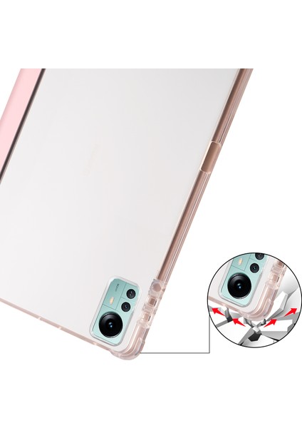 Xiaomi Pad 5 Pro 12.4 (2022) Stand Üç Katlı Pu Deri Şeffaf Arka Kalem Yuvası Tablet Kılıfı (Yurt Dışından)