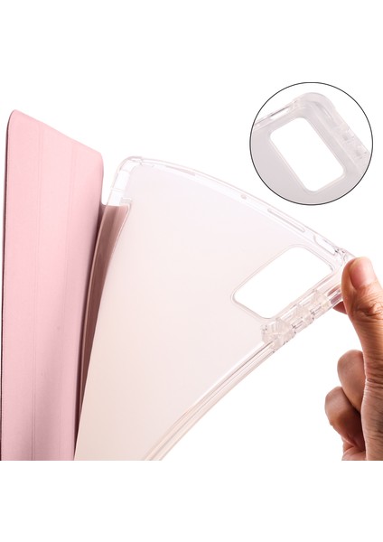 Xiaomi Pad 5 Pro 12.4 (2022) Stand Üç Katlı Pu Deri Şeffaf Arka Kalem Yuvası Tablet Kılıfı (Yurt Dışından)
