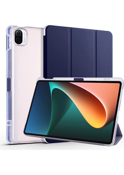 Xiaomi Pad 5 Pad 5 Pro Üç Katlı Stand Pu Deri Koruyucu Kalem Yuvası Tablet Kılıfı (Yurt Dışından)