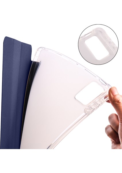 Xiaomi Pad 5 Pro 12.4 (2022) Stand Üç Katlı Pu Deri Şeffaf Arka Lı Kalem Yuvası Tablet Kılıfı (Yurt Dışından)