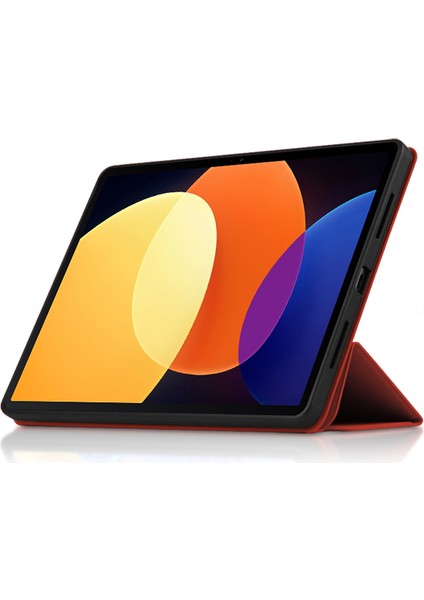 Xiaomi Pad 5 Pro 12.4 (2022) Için Iyi Korunmuş Çevirme Tpu Pu Deri Üç Katlı Standlı Skin Touch Tablet Kılıfı (Yurt Dışından)