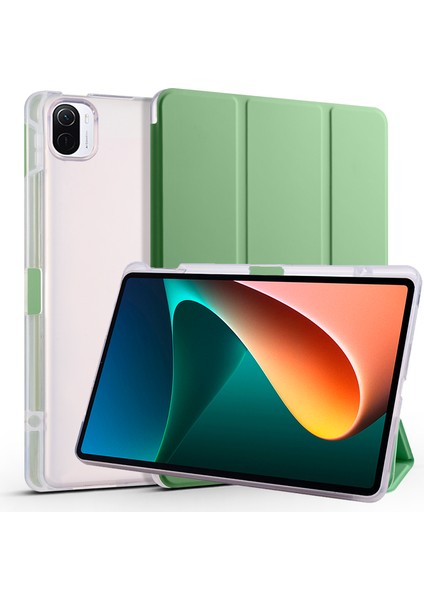 Xiaomi Pad 5 Pad 5 Pro Üç Katlı Standı Pu Deri Koruyucu Kalem Yuvası Tablet Kılıfı (Yurt Dışından)