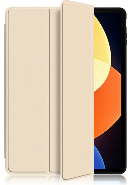 Xiaomi Pad 5 Pro 12.4 (2022) Için Iyi Korunmuş Tpu Pu Deri Üç Katlı Stand Kayısı Skin Touch Tablet Kılıfı (Yurt Dışından)