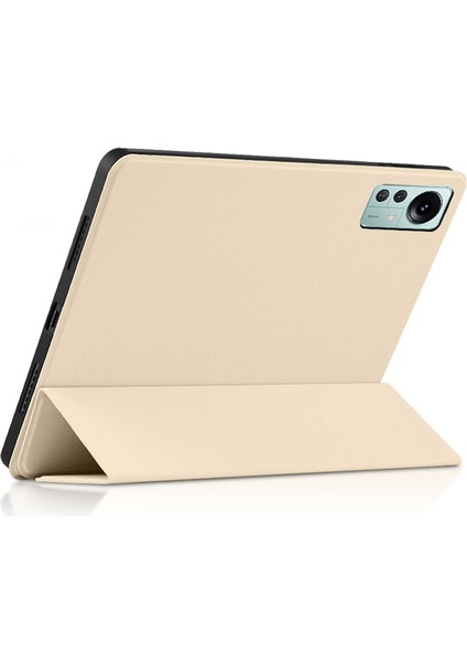 Xiaomi Pad 5 Pro 12.4 (2022) Için Iyi Korunmuş Tpu Pu Deri Üç Katlı Stand Kayısı Skin Touch Tablet Kılıfı (Yurt Dışından)