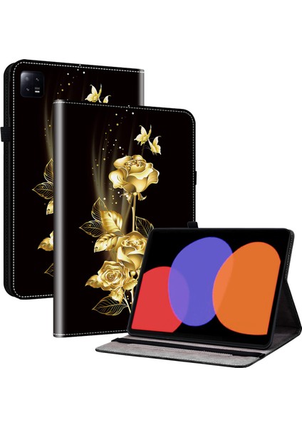 4u Sky Xiaomi Pad 6 Pad 6 Pro Desen Baskı Deri Standı Kart Yuvalı Tablet Kılıfı (Yurt Dışından)