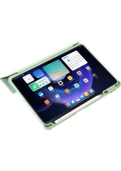 4u Sky Xiaomi Pad 6 Origami Üç Katlı Standı Pu Deri Şeffaf Akrilik Tpu Kalem Yuvası Tablet Kılıfı (Yurt Dışından)