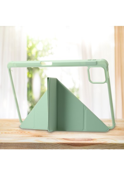 4u Sky Xiaomi Pad 6 Origami Üç Katlı Standı Pu Deri Şeffaf Akrilik Tpu Kalem Yuvası Tablet Kılıfı (Yurt Dışından)