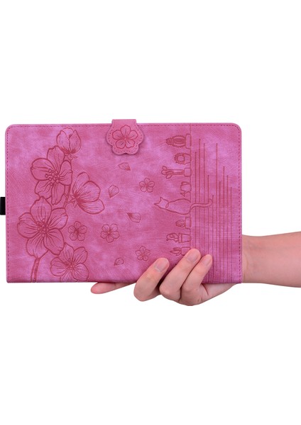 Xiaomi Redmi Için Pad Pro Kart Yuvalı Deri Standı Folio Çiçek Kedi Tablet Kılıfı (Yurt Dışından)