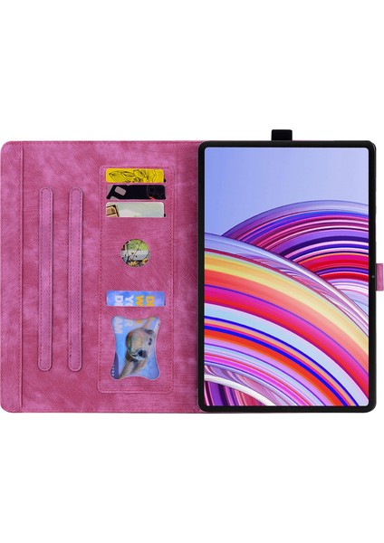 Xiaomi Redmi Için Pad Pro Kart Yuvalı Deri Standı Folio Çiçek Kedi Tablet Kılıfı (Yurt Dışından)