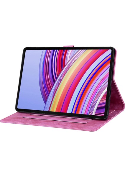 Xiaomi Redmi Için Pad Pro Kart Yuvalı Deri Standı Folio Çiçek Kedi Tablet Kılıfı (Yurt Dışından)