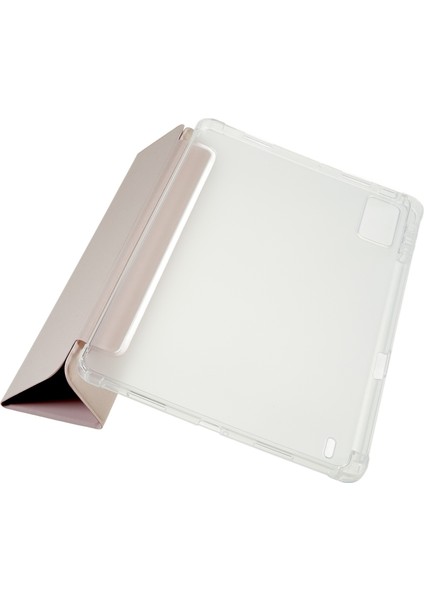 Xiaomi Pad 5 Pro 12.4 (2022) Üç Katlı Stand Pu Deri Koruma Mat Tpu Arka Tablet Kılıfı (Yurt Dışından)
