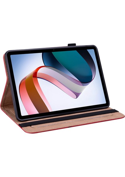 Xiaomi Redmi Pad Için Pu Deri Elastik Bant Koruyucu Kart Yuvalı Açılı Stand Hattı Baskılı Kalem Tutucu Tablet Kılıfı (Yurt Dışından)