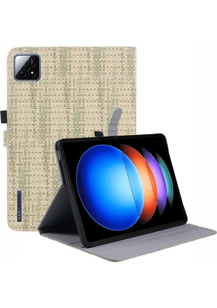 Xiaomi Pad 6 S Pro 12.4 Dokuma Desenli Pu Deri Çevirme Standı Dokuma Tablet Kılıfı (Yurt Dışından)