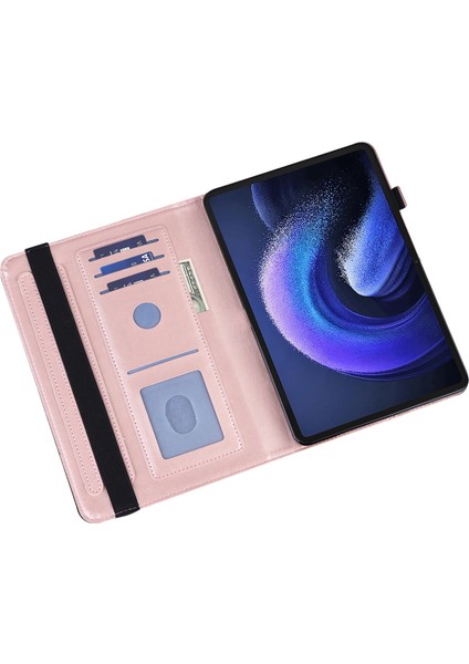 4u Sky Xiaomi Pad 6 Için Pu Deri Standı Çiçek Baskı Cüzdan Tablet Kılıfı (Yurt Dışından)