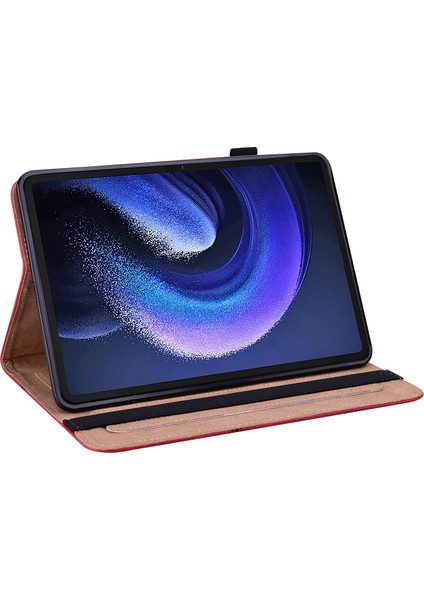 Xiaomi Pad 6 Için Pu Deri Hattı Baskılı Kart Yuvalı Standı Folio Tablet Kılıfı (Yurt Dışından)