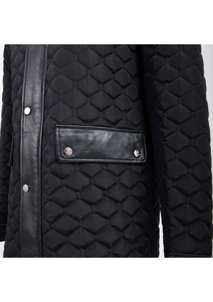 Erkek Kapitone Deri Mont [810015], Lacivert, L fırsatları