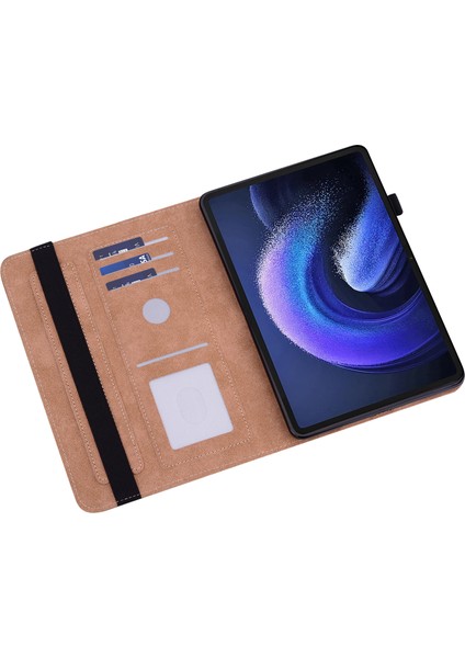 Xiaomi Pad 6 Için Pu Deri Hattı Baskılı Kart Yuvalı Standı Folio Tablet Kılıfı (Yurt Dışından)