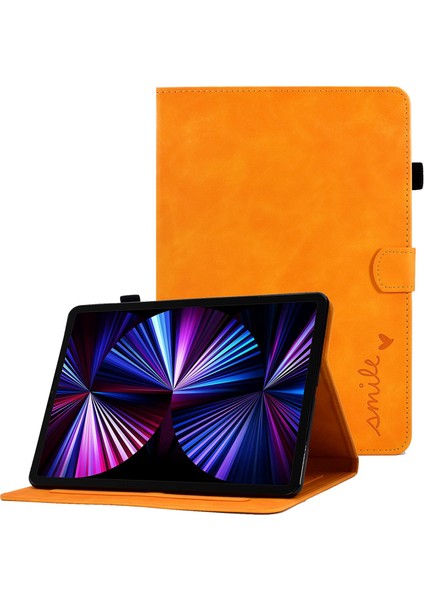 iPad Air 11 (2024) Deri Desenli Baskılı Stand Haki Tablet Kılıfı (Yurt Dışından)
