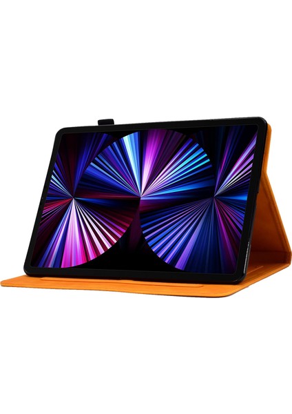iPad Air 11 (2024) Deri Desenli Baskılı Stand Haki Tablet Kılıfı (Yurt Dışından)