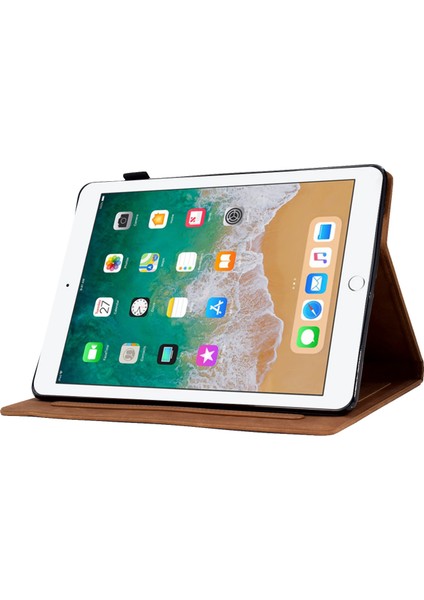 iPad Air 2 Düşmeyi Önleyici Deri Çiçek Desenli Baskılı Kart Tutuculu Stand Tablet Kılıfı (Yurt Dışından)