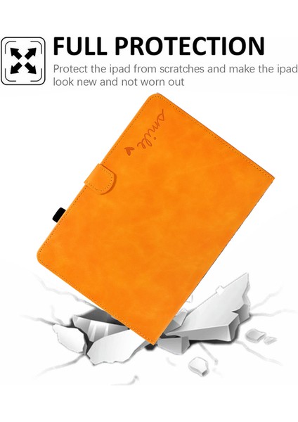 iPad Air 11 (2024) Deri Desenli Baskılı Stand Haki Tablet Kılıfı (Yurt Dışından)