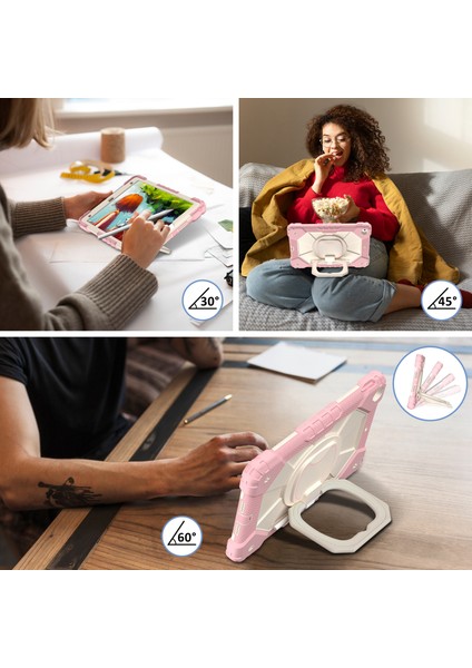 iPad 10.2 (2019 2020 2021) Omuz Askılı Döner Saplı Çocuk Dostu Tablet Kılıfı (Yurt Dışından)