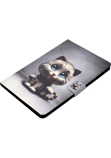 Damlama Önleyici Desen Baskı Pu Deri Standı iPad 9.7 Inç (2018) Gözlü Kedi Tablet Kılıfı (Yurt Dışından) indirimleri
