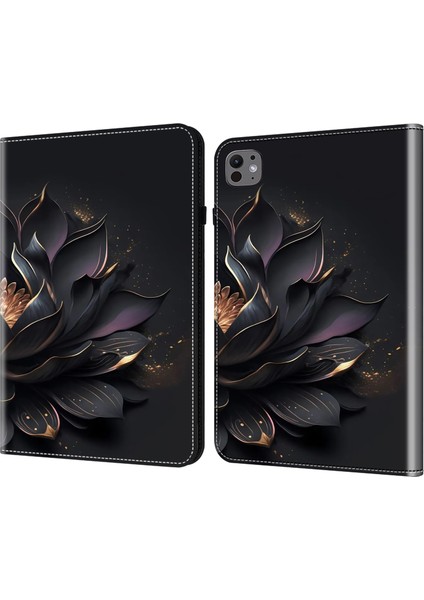 iPad Pro 11 (2024) Pu Deri Destek Standı Desen Baskı Çiçek Tablet Kılıfı (Yurt Dışından)