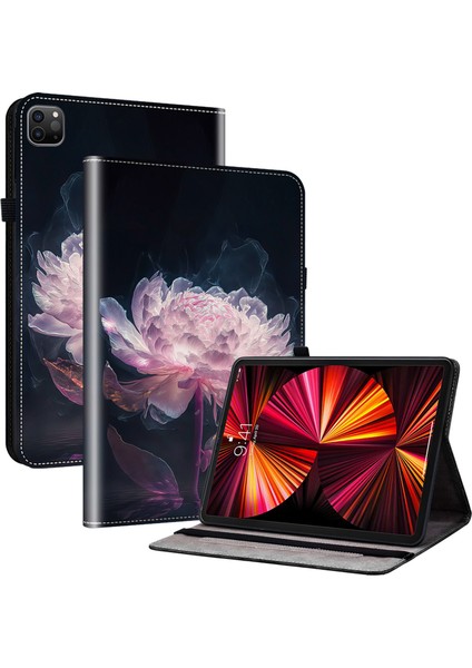 iPad Pro 11 Inç (2018 2020 2021 2022) AIR 11 (2024) Desenli Baskı Şakayık Tablet Kılıfı (Yurt Dışından)