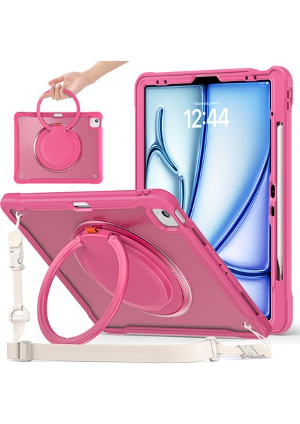 iPad Air 13 (2024) Omuz Askılı Döner Tekme Standı Tablet Kılıfı (Yurt Dışından)