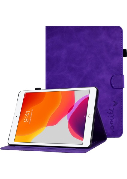 iPad 10.2 (2019 2020) Pu Deri Standlı Folyo Akıllı Desenli Baskılı Kart Yuvası Kalem Tutuculu Tablet Kılıfı (Yurt Dışından)