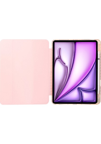 iPad Air 13 (2024) Üç Katlı Stand Akrilik Arka Pu Deri Düşme Önleyici Tablet Kılıfı (Yurt Dışından) fiyatları