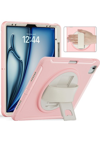 iPad Air 13 (2024) Tekme Standı Pc Tpu Silikon Kalem Yuvası Kiraz Çiçekleri Tablet Kılıfı (Yurt Dışından)