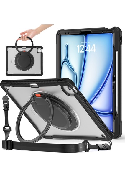 iPad Air 13 (2024) Omuz Askılı Döner Tekme Standı Tablet Kılıfı (Yurt Dışından)
