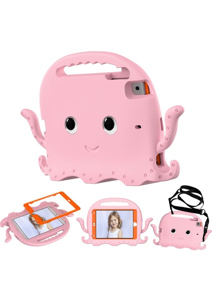 Ipad Mini 2 3 4 mini (2019)EVA Karikatür Ahtapot Koruyucu Kalem Yuvası Tam Saplı ve Omuz Askılı Tablet Kılıfı (Yurt Dışından)