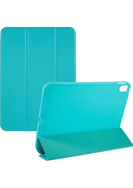 Darbeye Dayanıklı Tablet Kılıfı iPad 10.9 (2022) Için Pu Deri Üç Katlı Stand Tablet Kılıfı Tam Koruma Iç Tpu Petek Isı Dağıtımı Kapak-Cyan (Yurt Dışından)